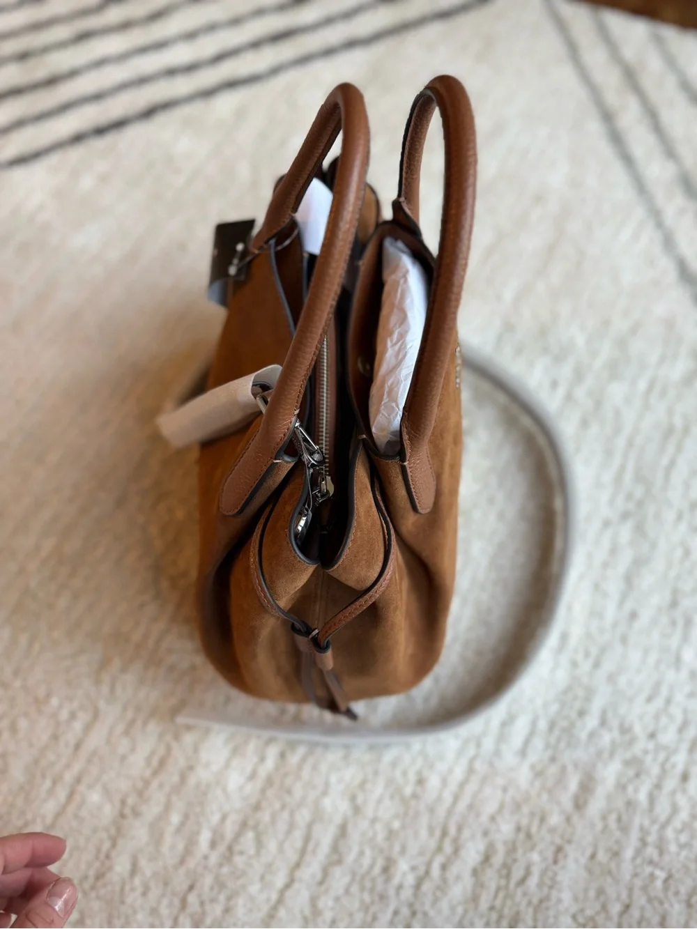 kate spade Dumpling Cognac Brown Suede Satchel